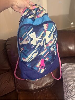 Under Armour Blue & Pink Graphic Drawstring Backpack